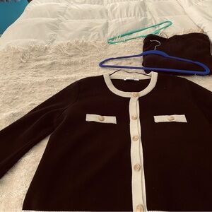 Mango Black and Cream Knit lady jacket